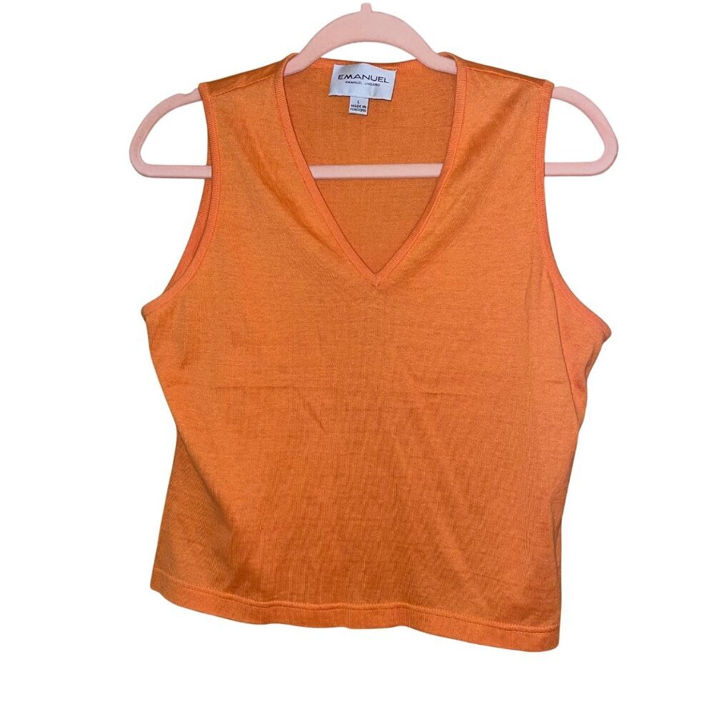 Emanuel Ungaro Womens Top Size Large Orange Sleeveless Knit Pure Cotton - Picture 7 of 7